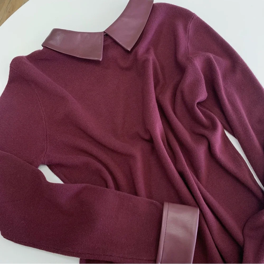 Milano Black Rose Leather Combo Holiday Sweater - Picture 1 of 7
